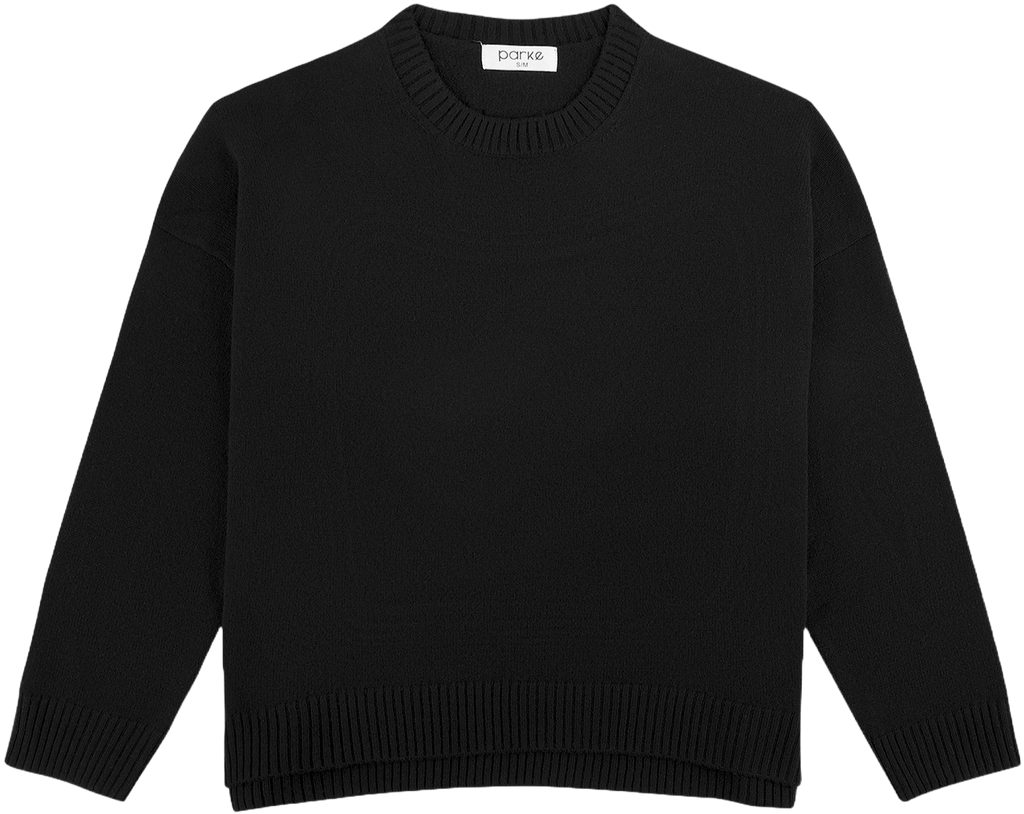 black oversized pullover sweater flat lay -black