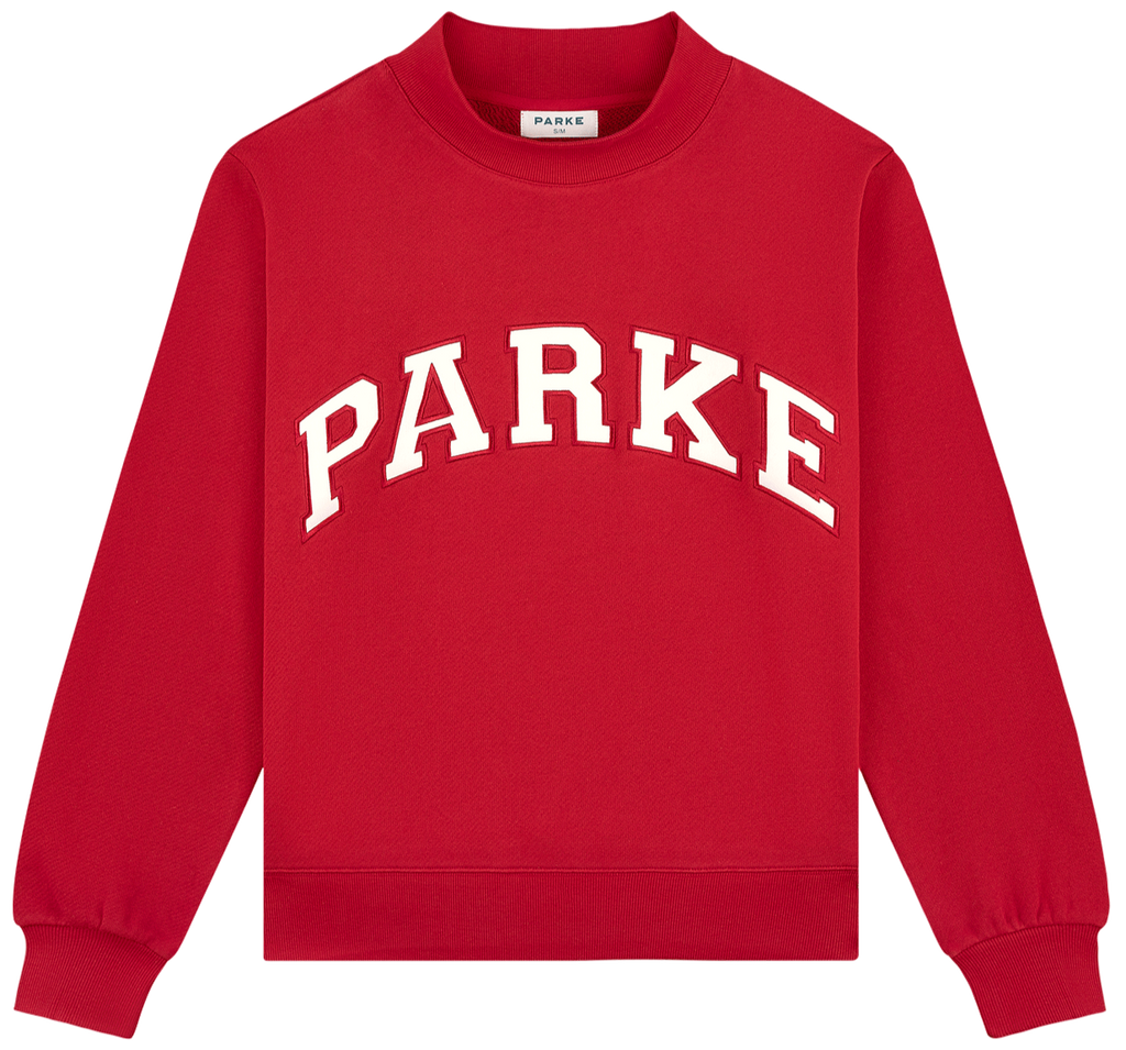 back to school varsity mockneck -crimson + white