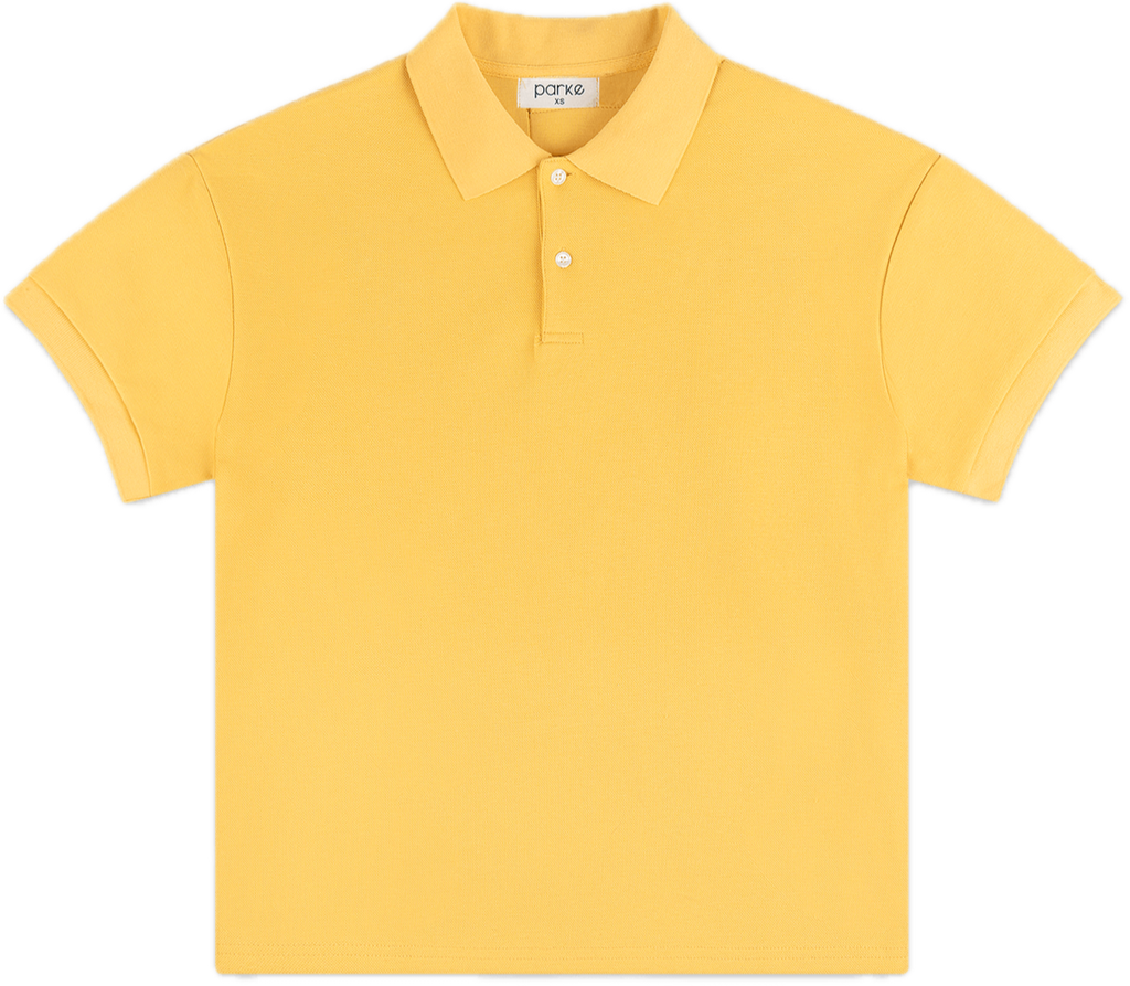 short sleeve polo flat lay - sunny